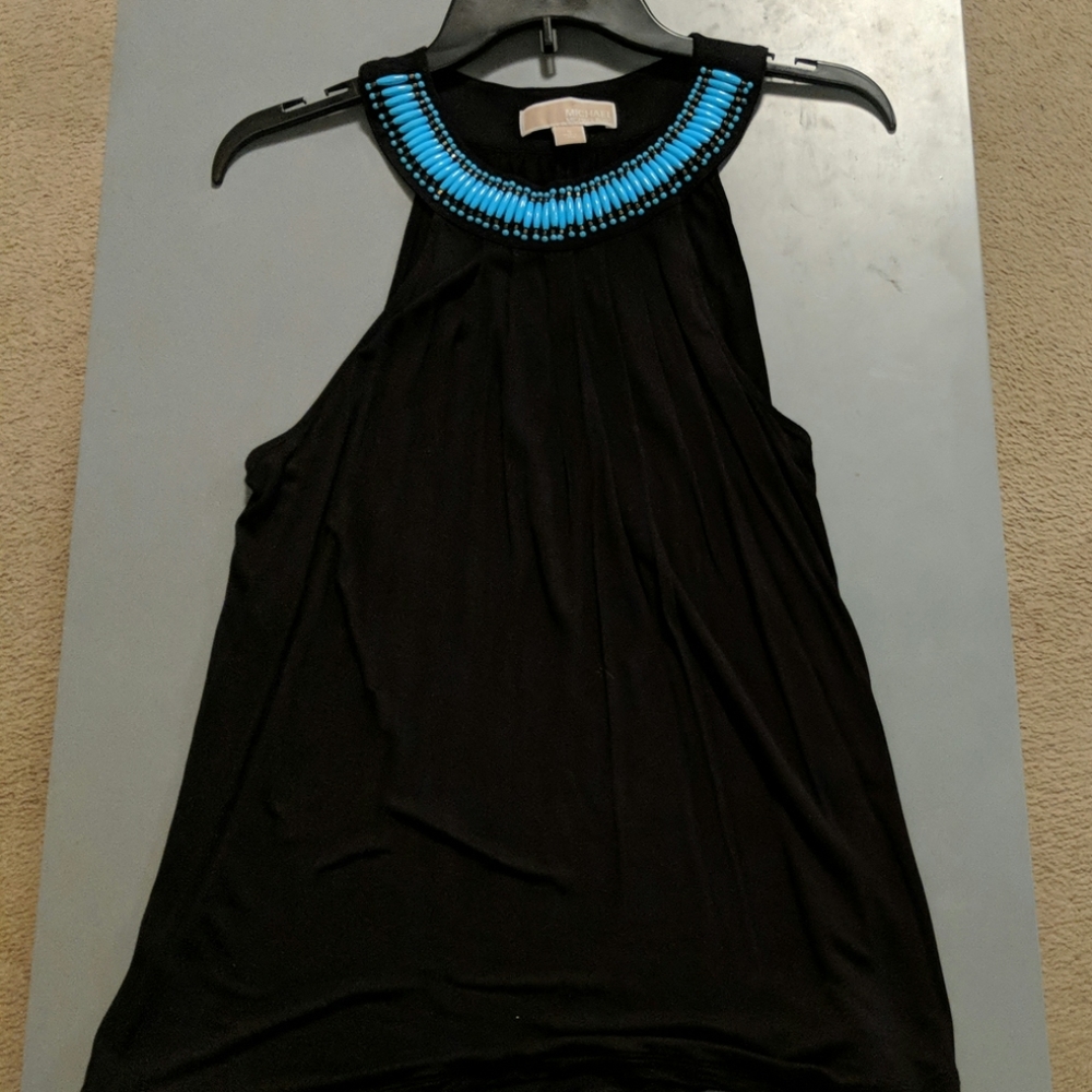 Michael Kors Black Tank with Teal Embellishment